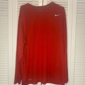 Nike Dri-Fit Long Sleeve T-shirt Red XXL